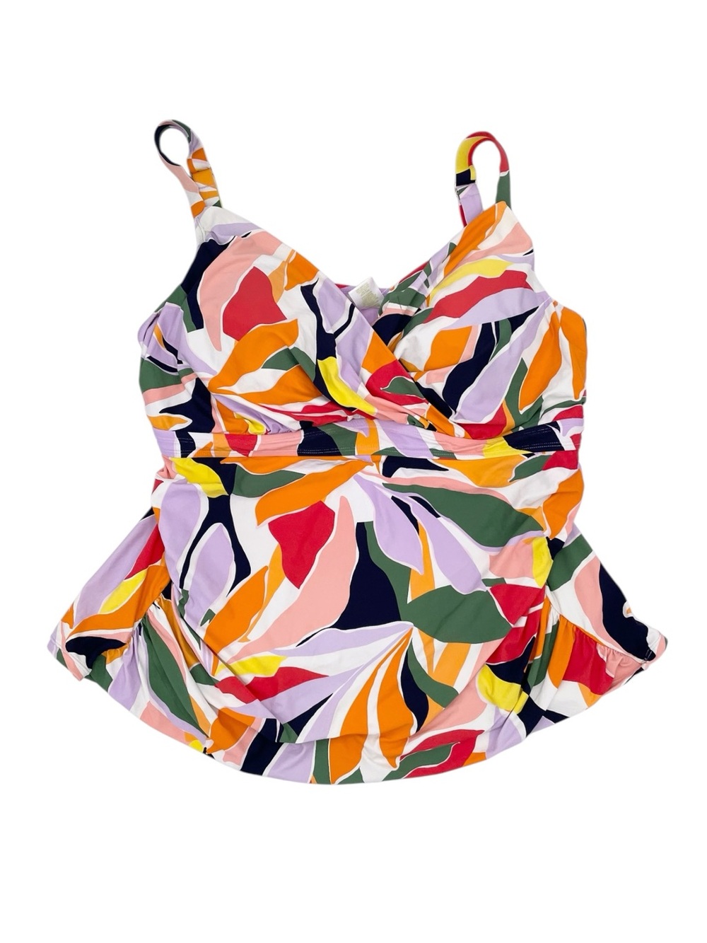 Anne Cole Womens Plus Size Twist Front Underwire Tankini Swim Top 22W Palm Party